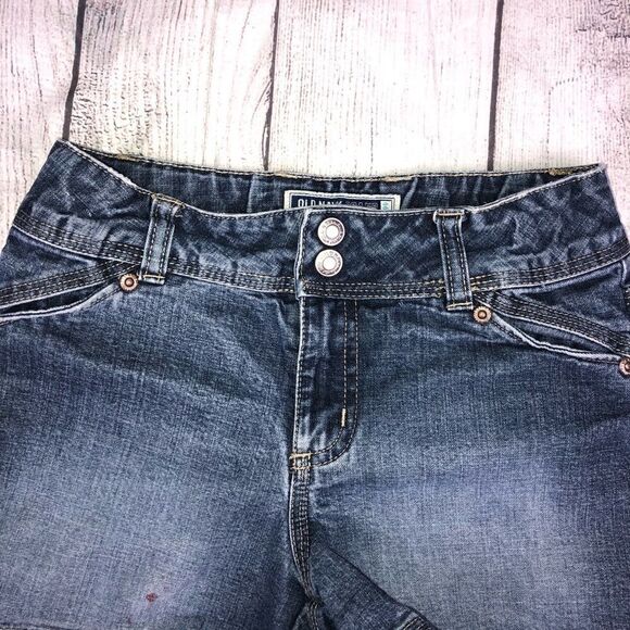 Old navy brand 100% cotton girls denim shorts dark blue  sz 8 - Picture 2 of 5